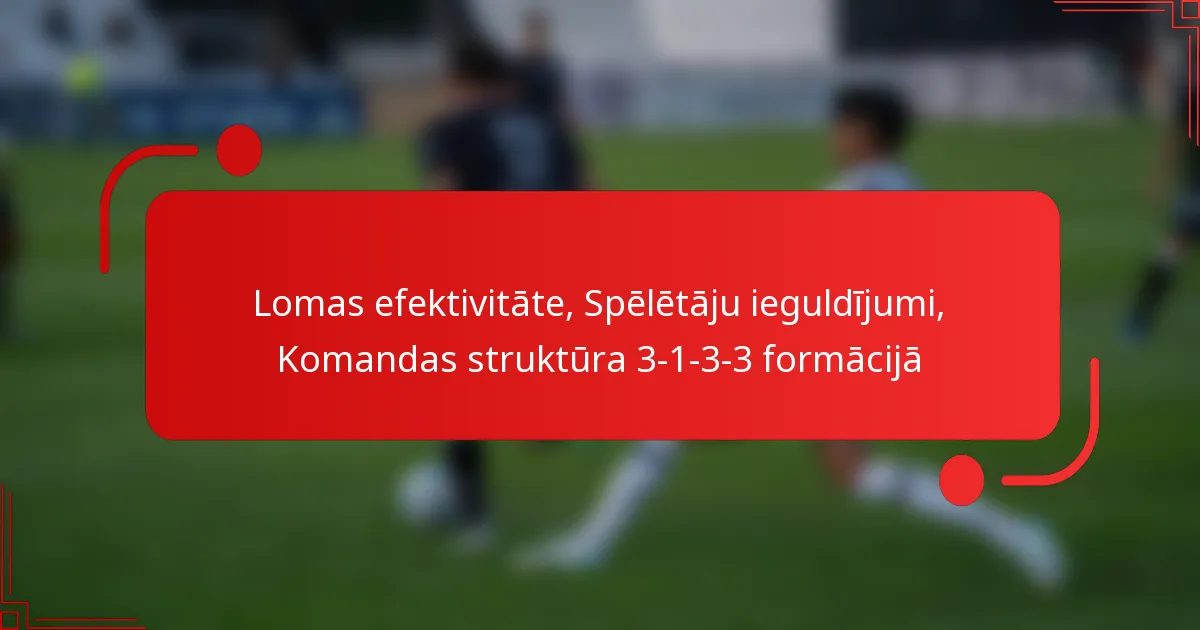 Lomas efektivitāte, Spēlētāju ieguldījumi, Komandas struktūra 3-1-3-3 formācijā