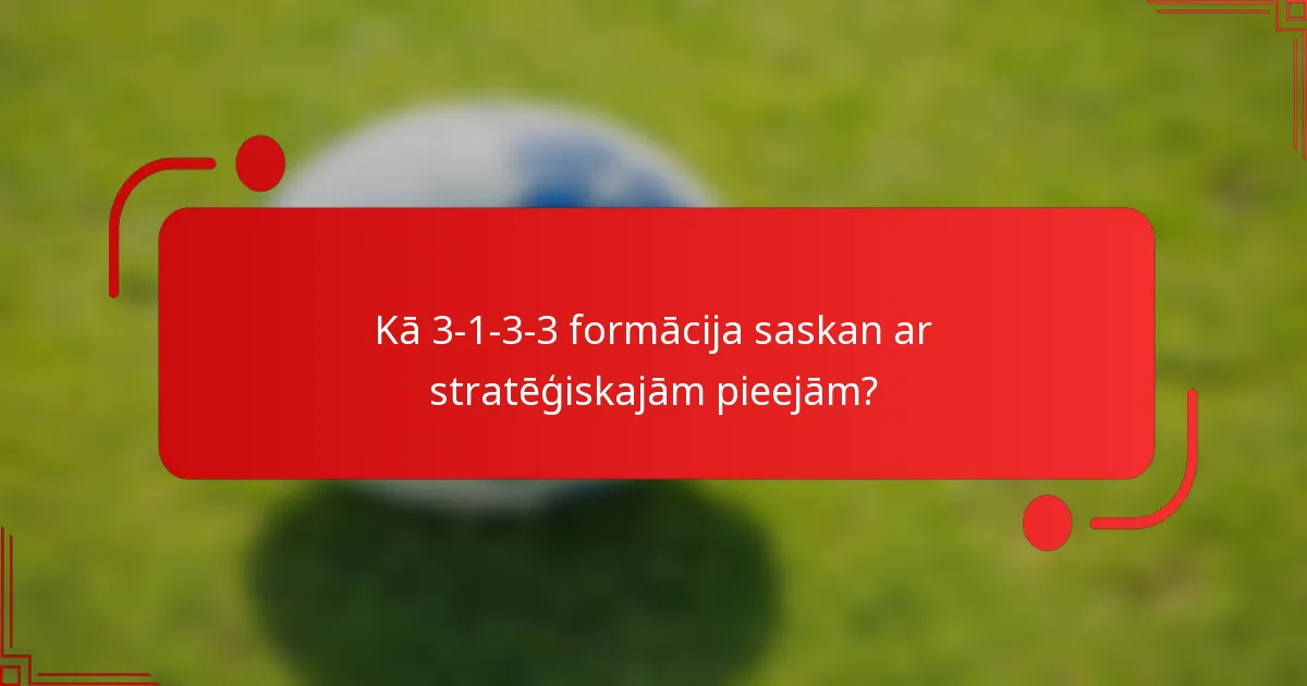 Kā 3-1-3-3 formācija saskan ar stratēģiskajām pieejām?