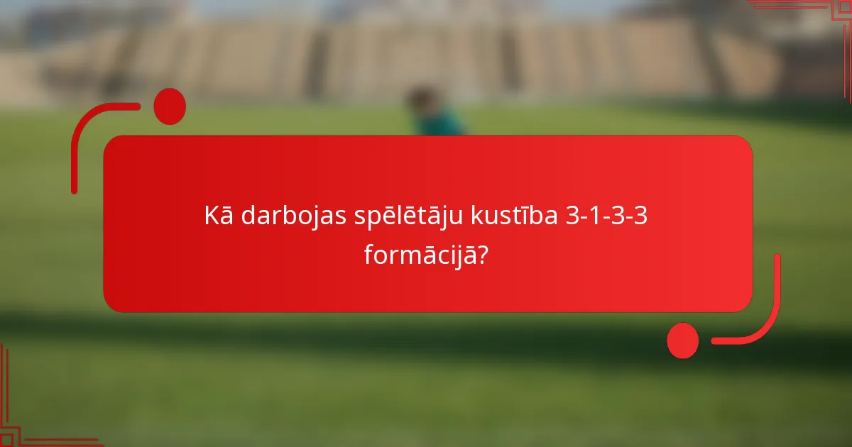 Kā darbojas spēlētāju kustība 3-1-3-3 formācijā?