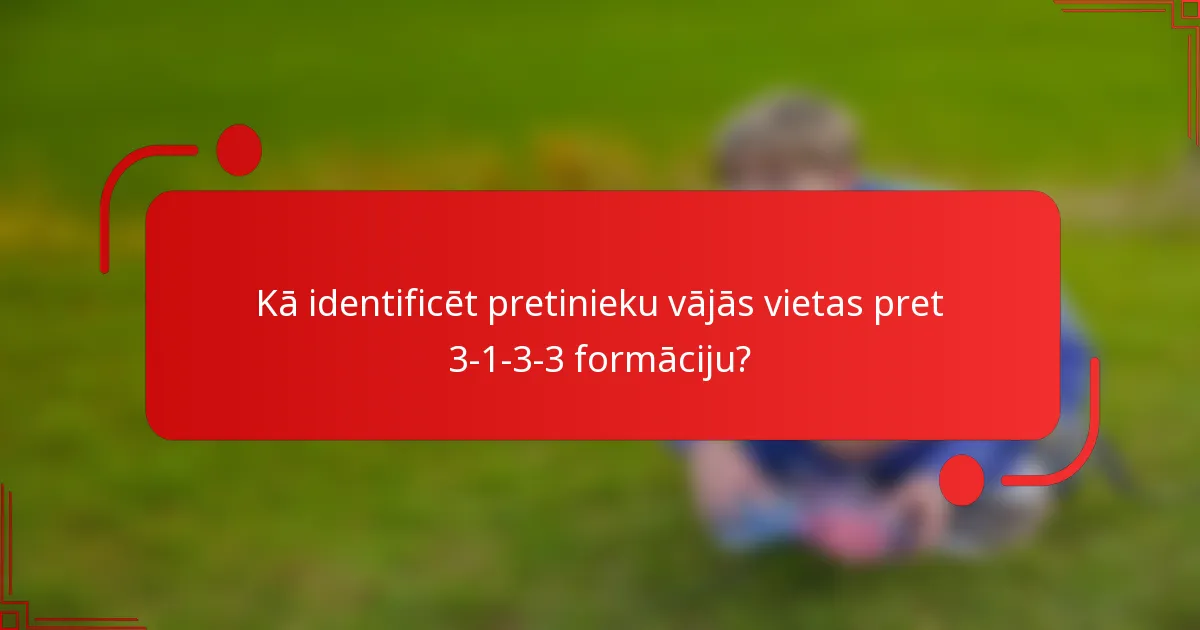 Kā identificēt pretinieku vājās vietas pret 3-1-3-3 formāciju?