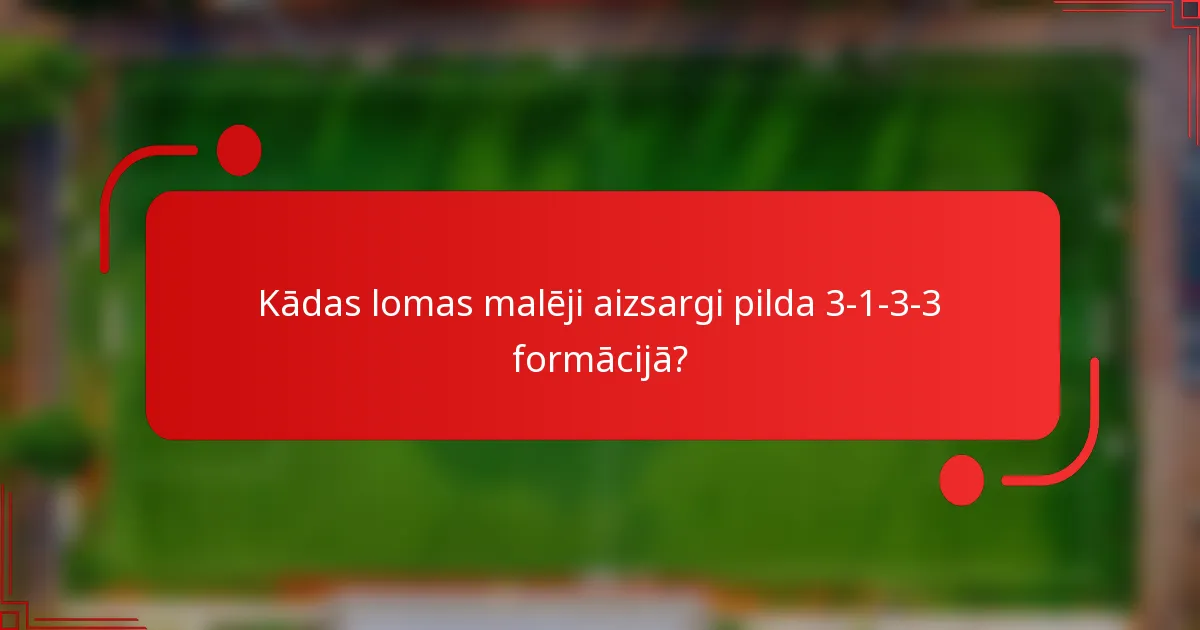 Kādas lomas malēji aizsargi pilda 3-1-3-3 formācijā?