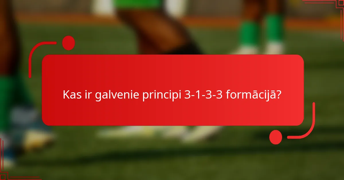 Kas ir galvenie principi 3-1-3-3 formācijā?